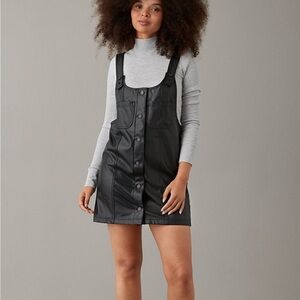 American Eagle Vegan Leather Pinafore Dress NWT